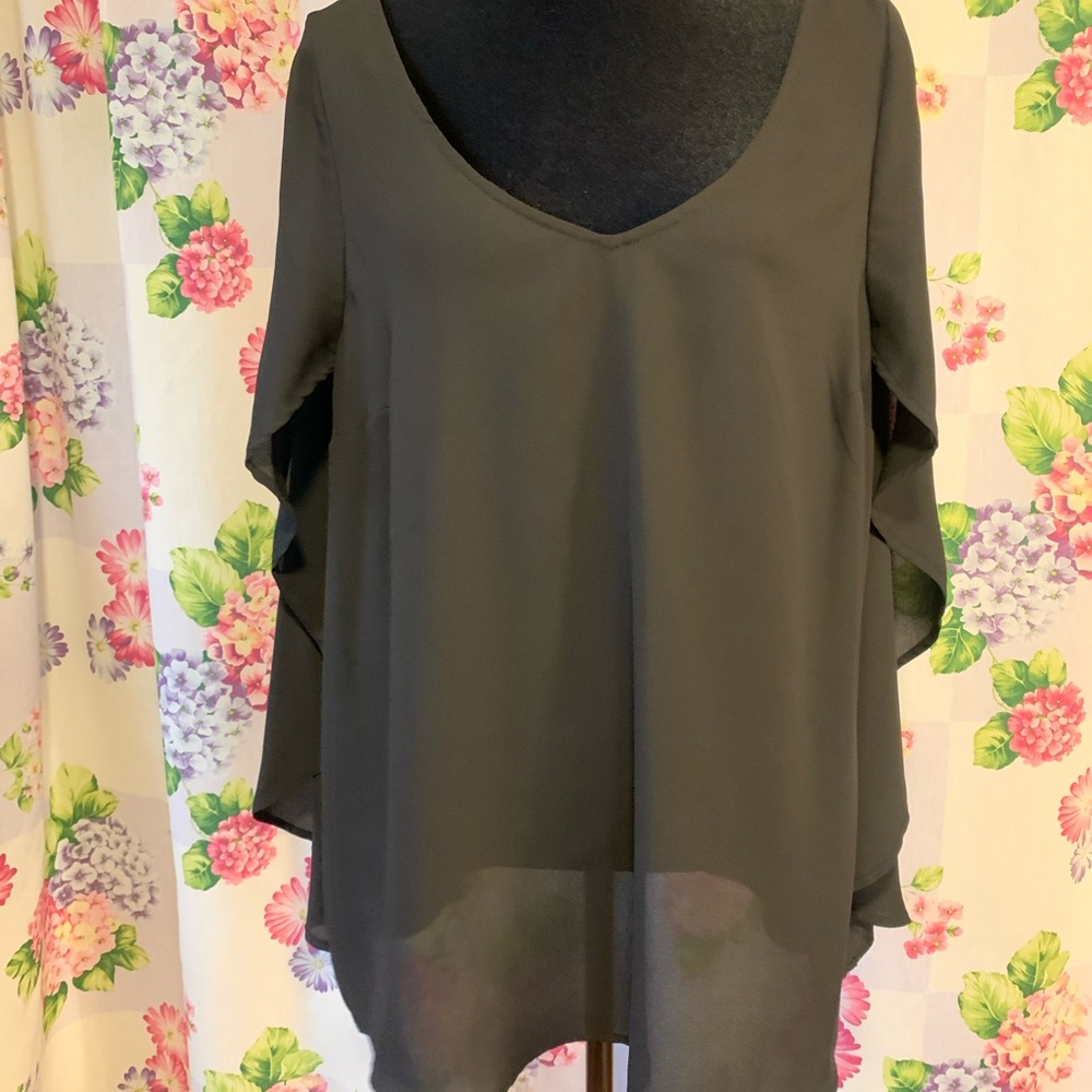 Torrid Black Blouse with Flowing Cape